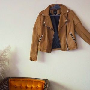 Zip up button Motorcycle jacket tan/camel